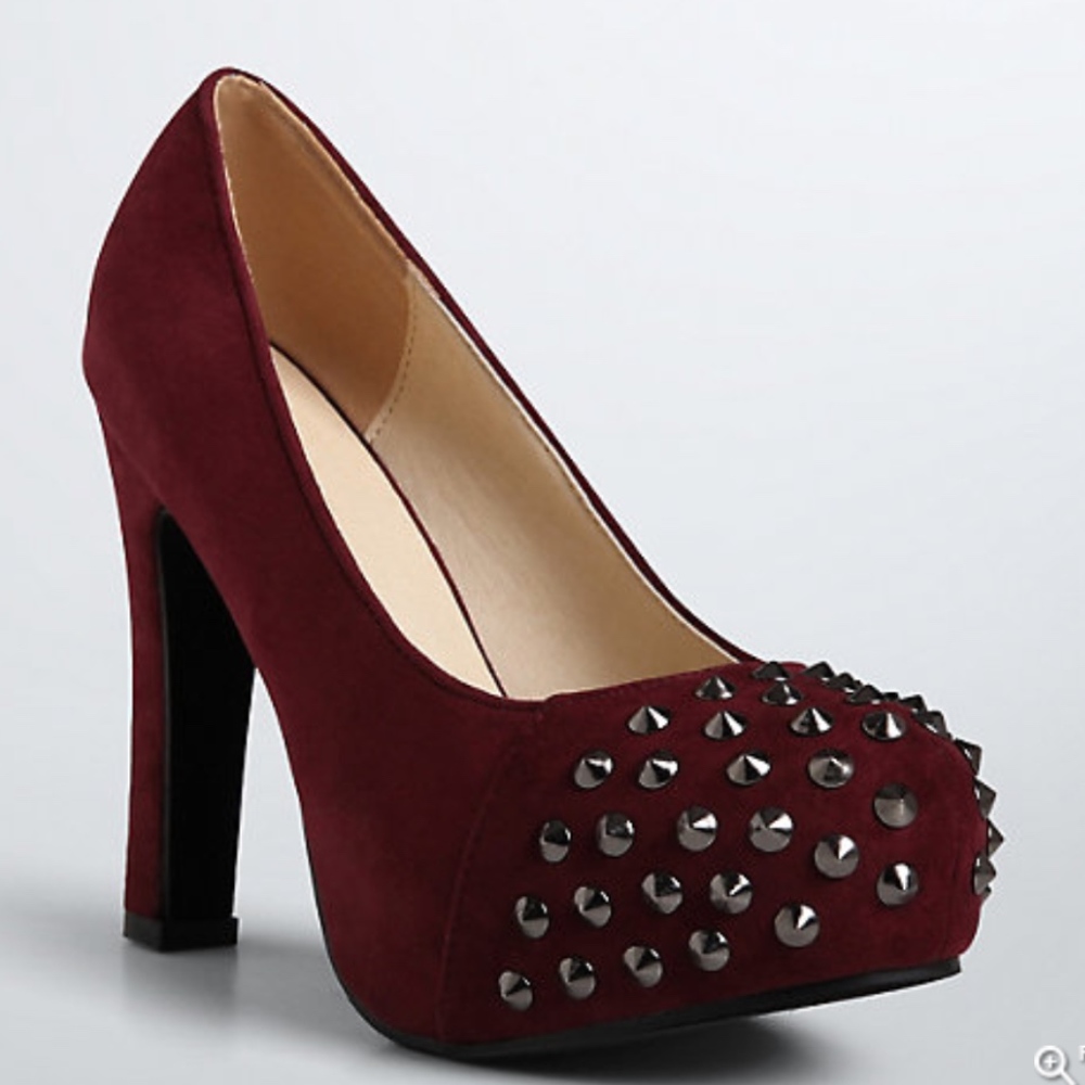 Torrid Stud Toe Platform Pumps NWT Merlot Red